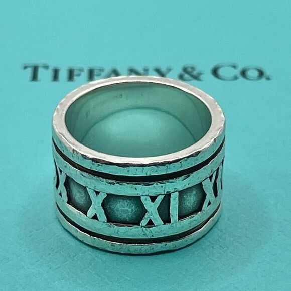 Vintage Tiffany Wide Atlas Silver Ring - Sz 4.75 - 5.0 - Picture 15 of 16